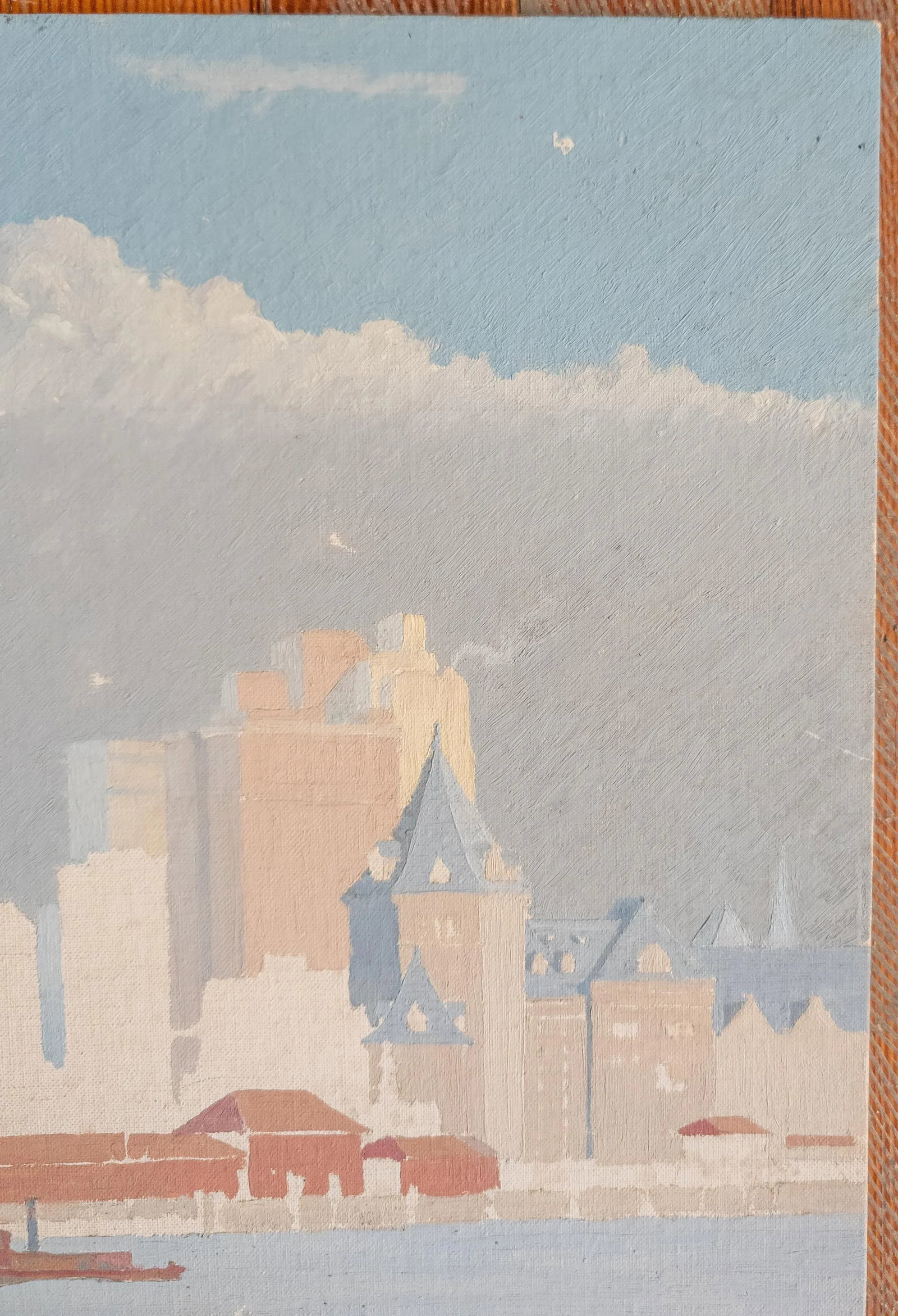 Mid-Century Modern City Skyline Cityscape Acrylic Painting - 3