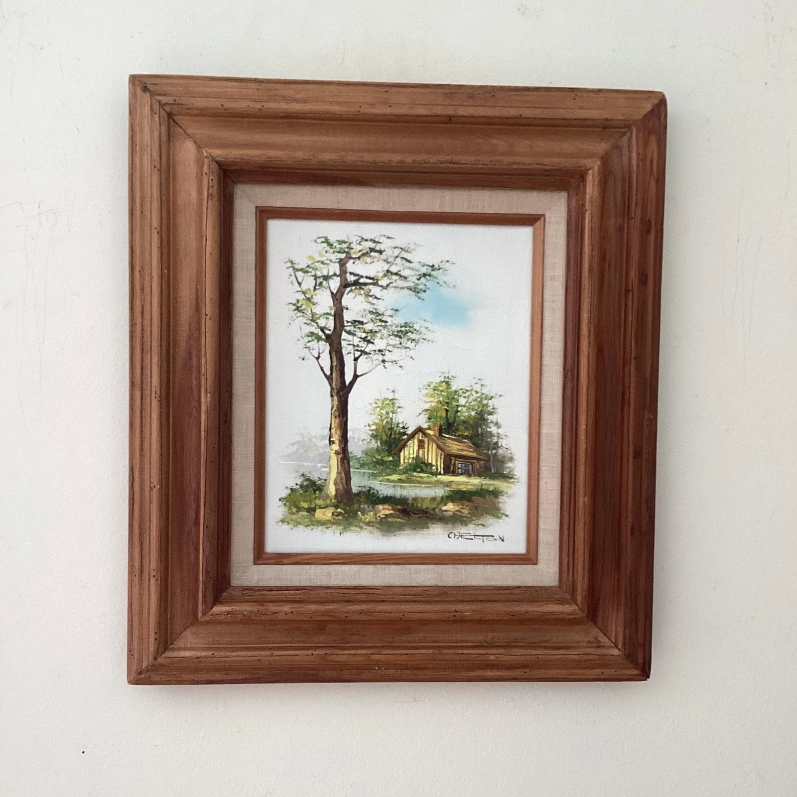 Mid 20th Century Vintage Catherine Parker Melton Rural Landscape Oil Painting on Canvas, Framed - 11