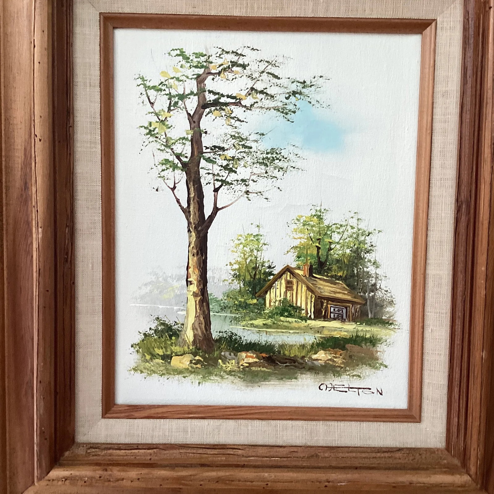 Mid 20th Century Vintage Catherine Parker Melton Rural Landscape Oil Painting on Canvas, Framed - 2