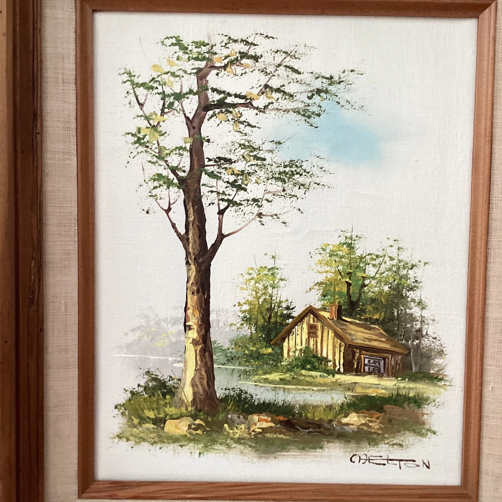 Mid 20th Century Vintage Catherine Parker Melton Rural Landscape Oil Painting on Canvas, Framed - 3