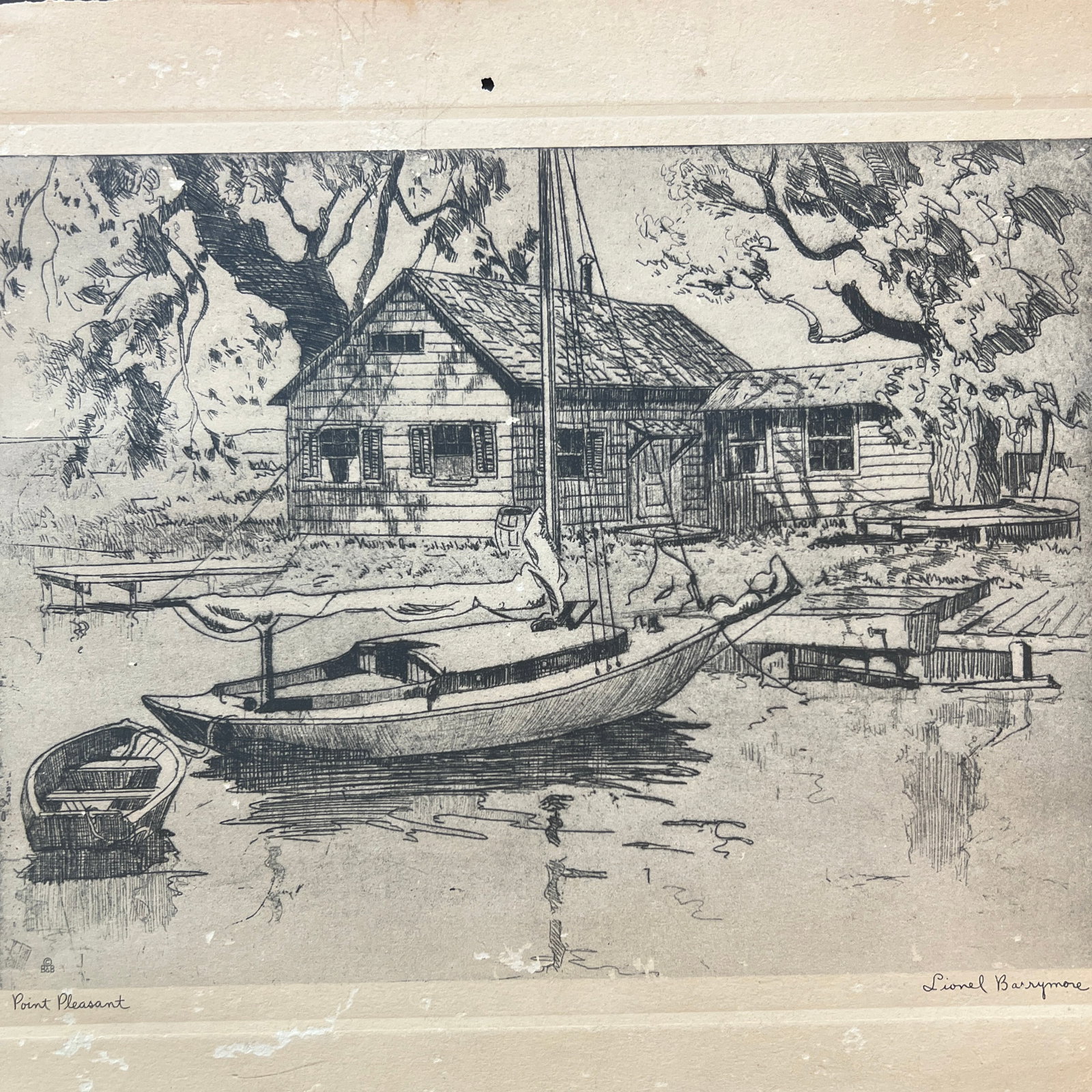 Early 20th Century Etching by Lionel Barrymore "Point Pleasant" - 4