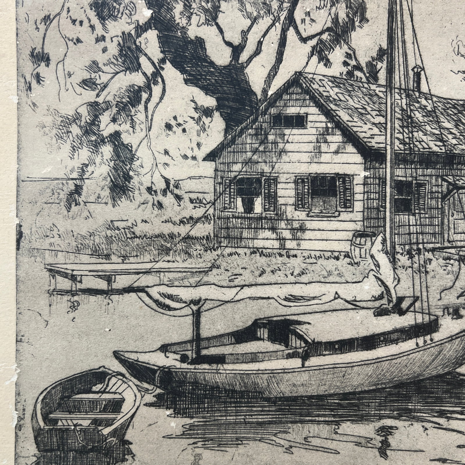 Early 20th Century Etching by Lionel Barrymore "Point Pleasant" - 6