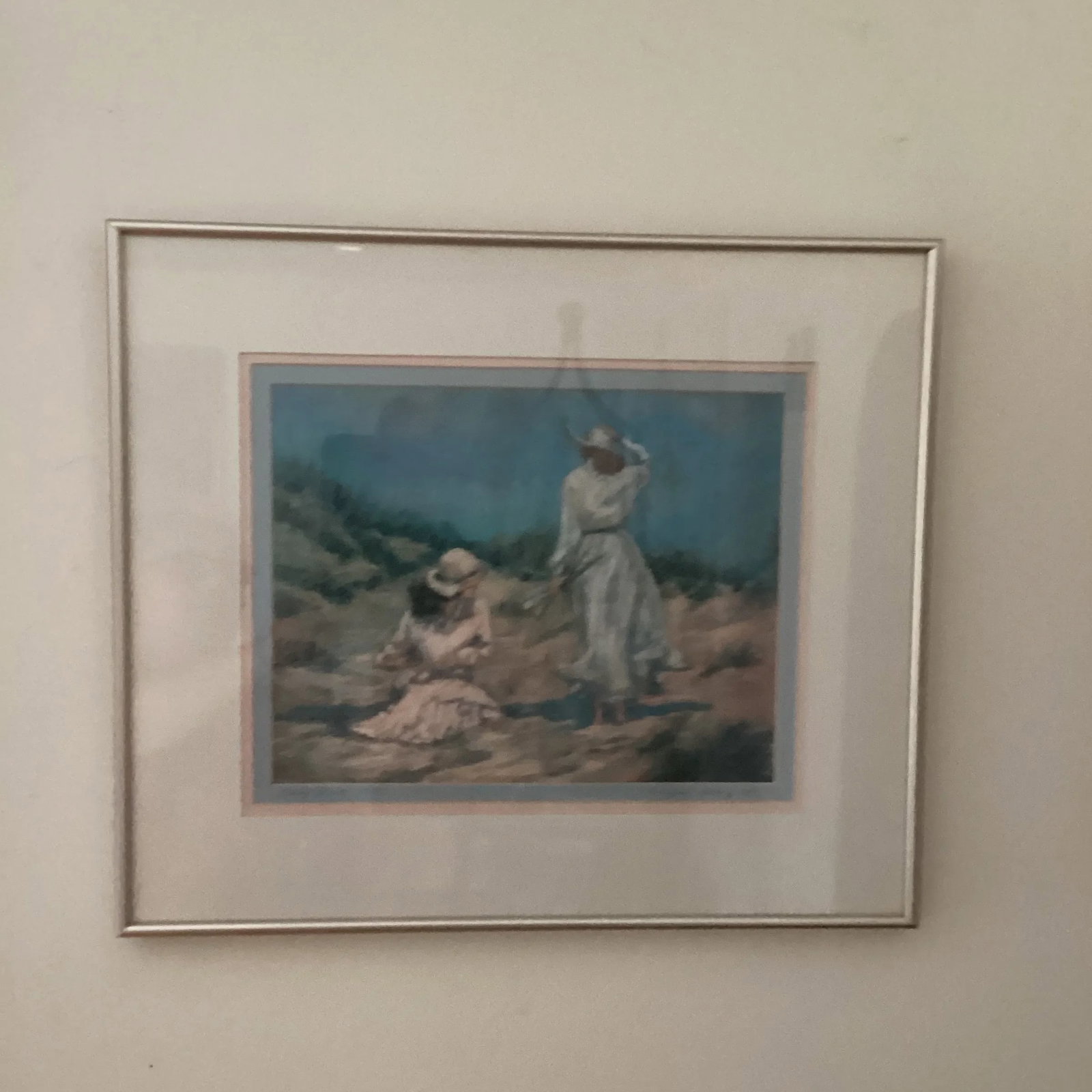 Original Limited Edition Lithograph 5 / 20 " Katie Waiting " by Tina Mazzoni Solarz Framed Signed - 11
