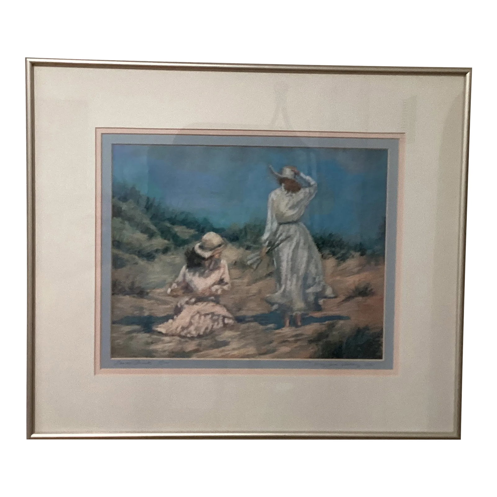 Original Limited Edition Lithograph 5 / 20 " Katie Waiting " by Tina Mazzoni Solarz Framed Signed: Limited Edition Original Lithograph Print 5/20 Tina Mazzoni Solarz Pastel Painting Tina Mazzoni Solarz (American/Illinois, late 20th Century . Pastel crayon painting on paper, signed and dated lower l
