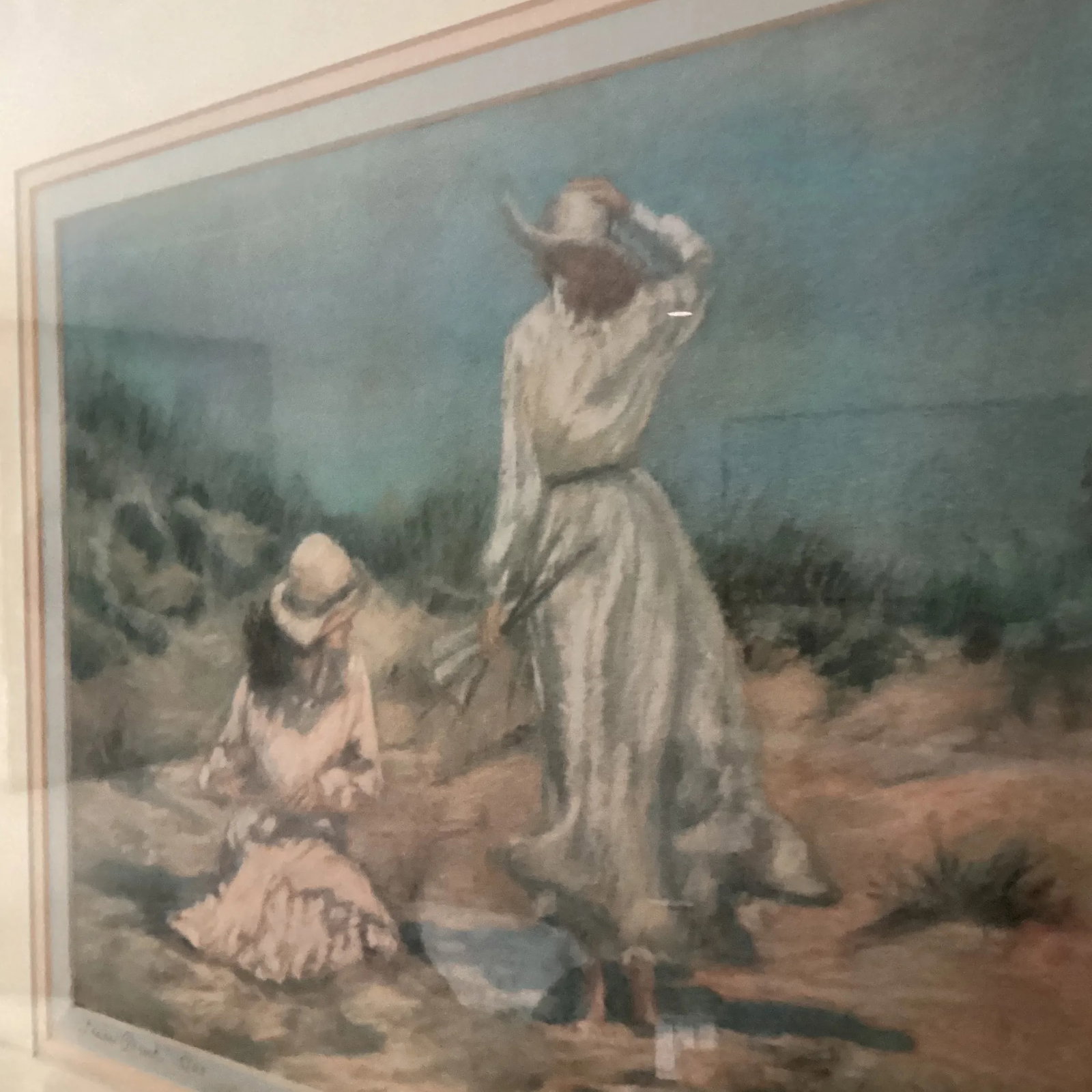 Original Limited Edition Lithograph 5 / 20 " Katie Waiting " by Tina Mazzoni Solarz Framed Signed - 4