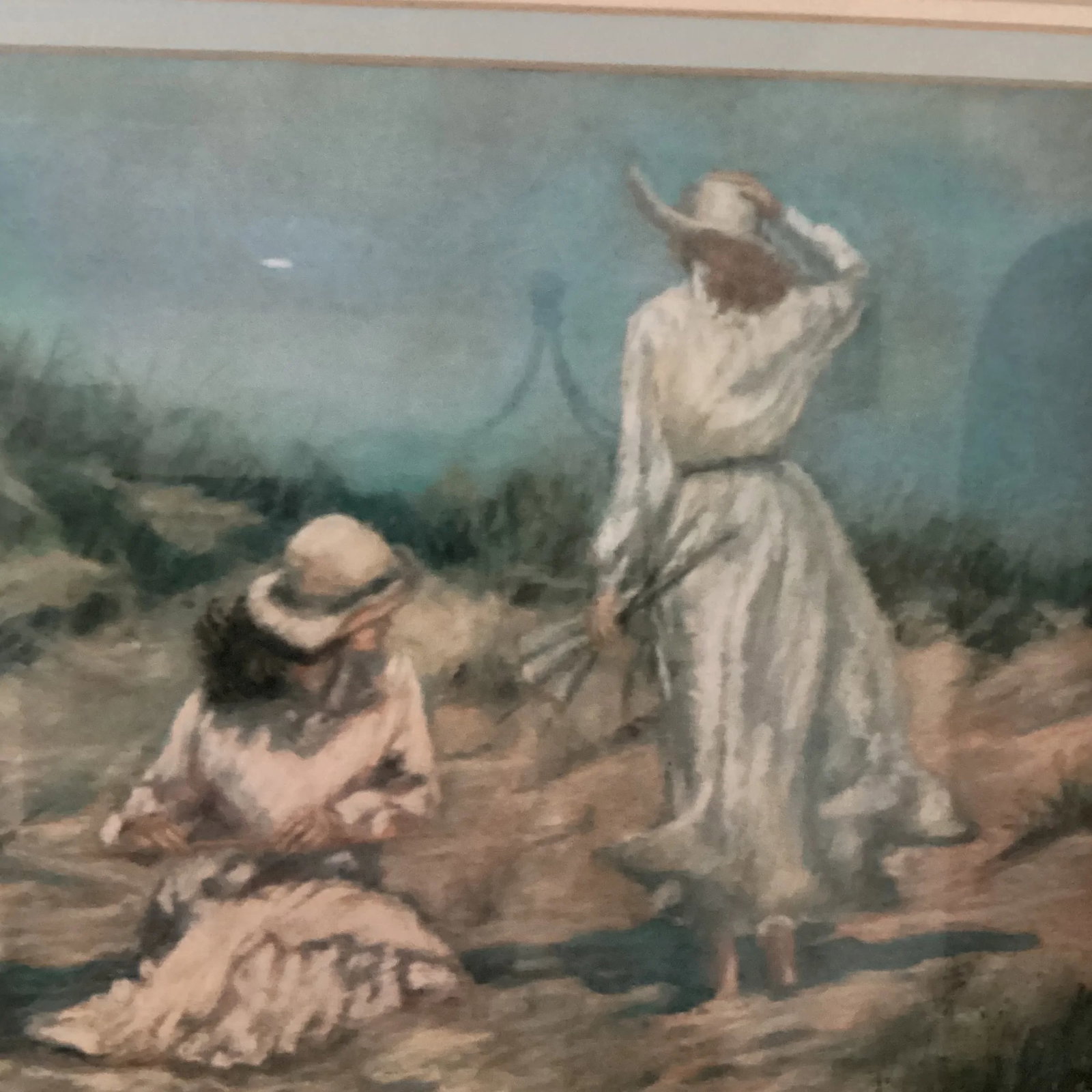 Original Limited Edition Lithograph 5 / 20 " Katie Waiting " by Tina Mazzoni Solarz Framed Signed - 5
