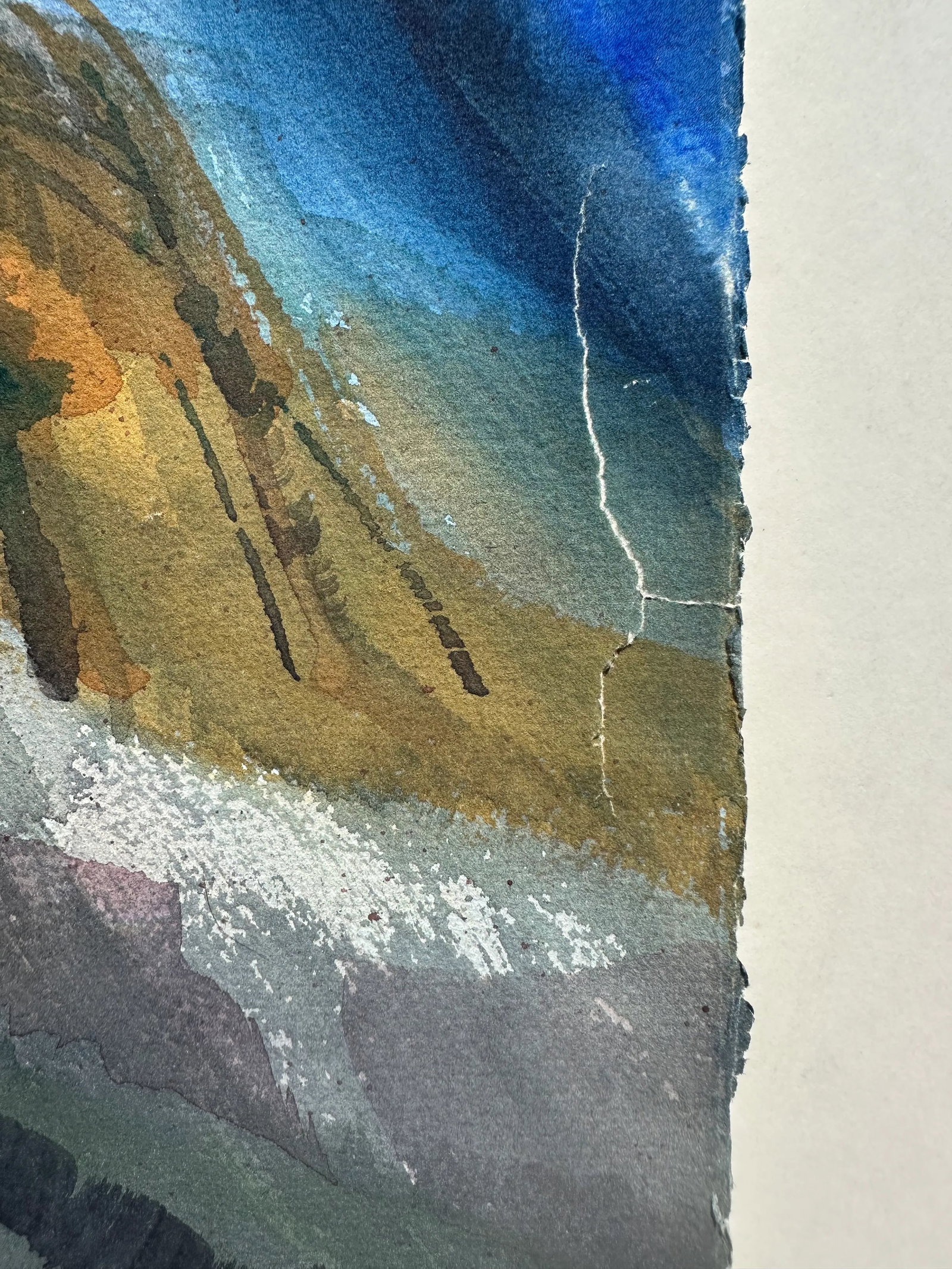 1960s Strong Cliff Original Watercolor Painting - 2