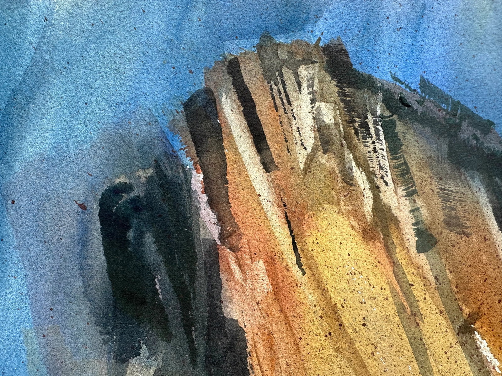 1960s Strong Cliff Original Watercolor Painting - 6