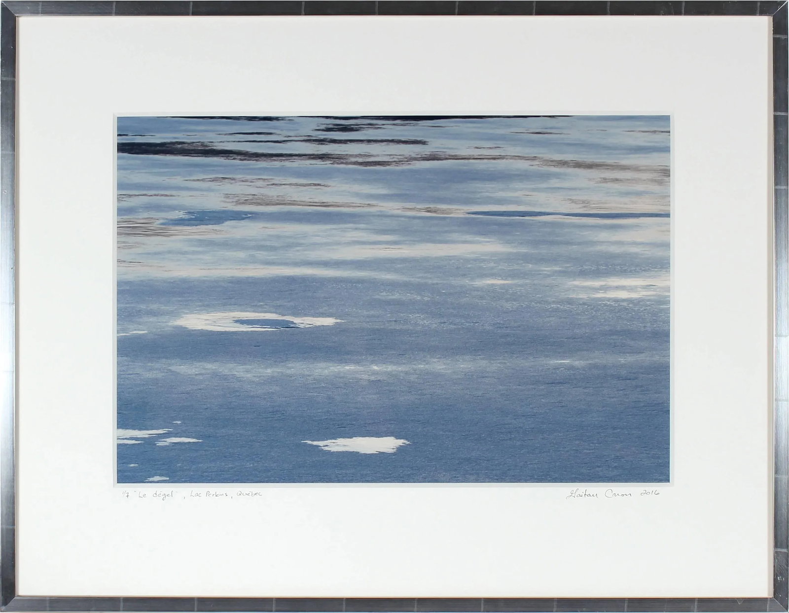 Gaetan Caron "Le Degel" (Thawing), Ice Melting on Lake, Abstract (Framed) 2016 - 2