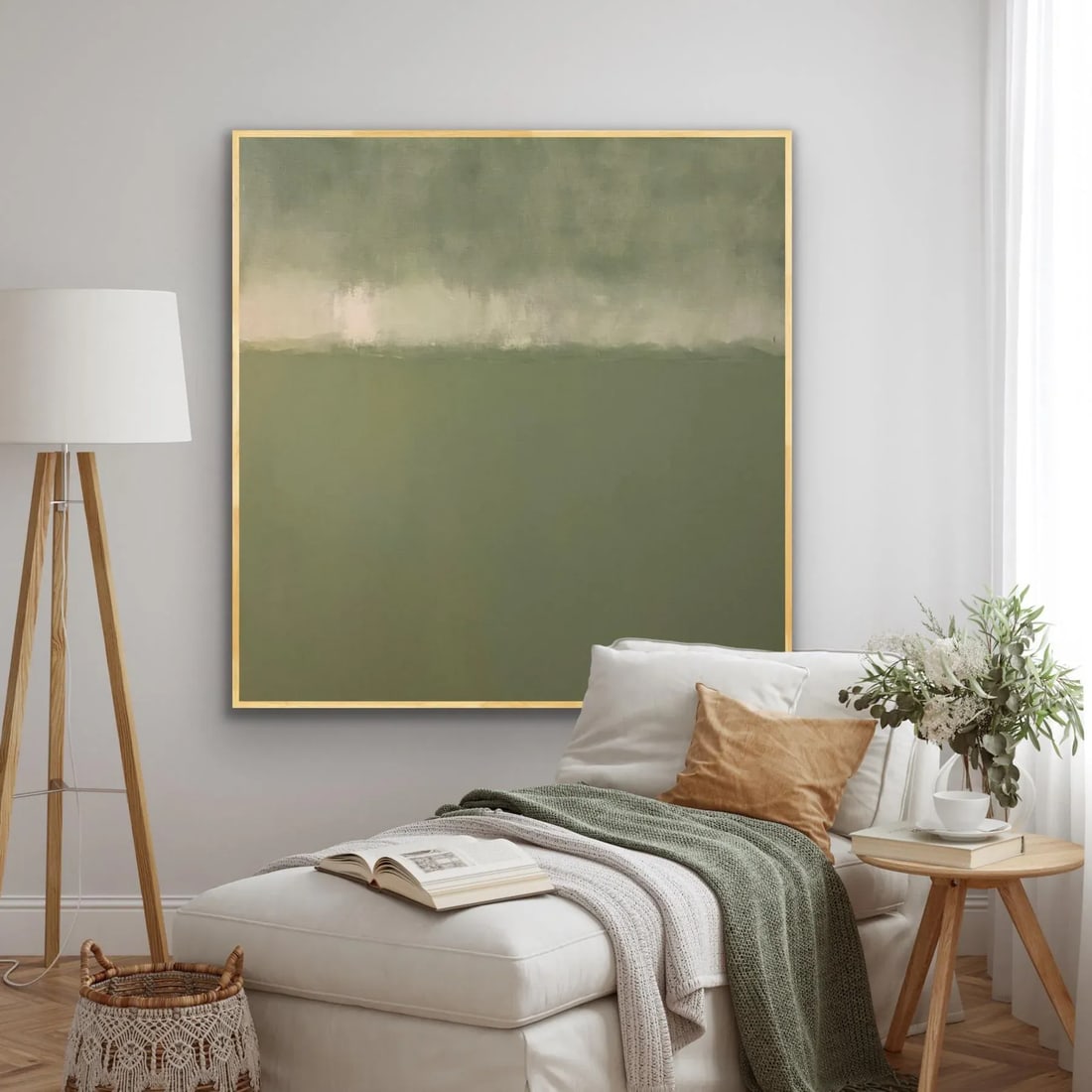 Sarah Trundle, Contemporary Abstract Landscape Painting, "Horizon in Greens" - 2