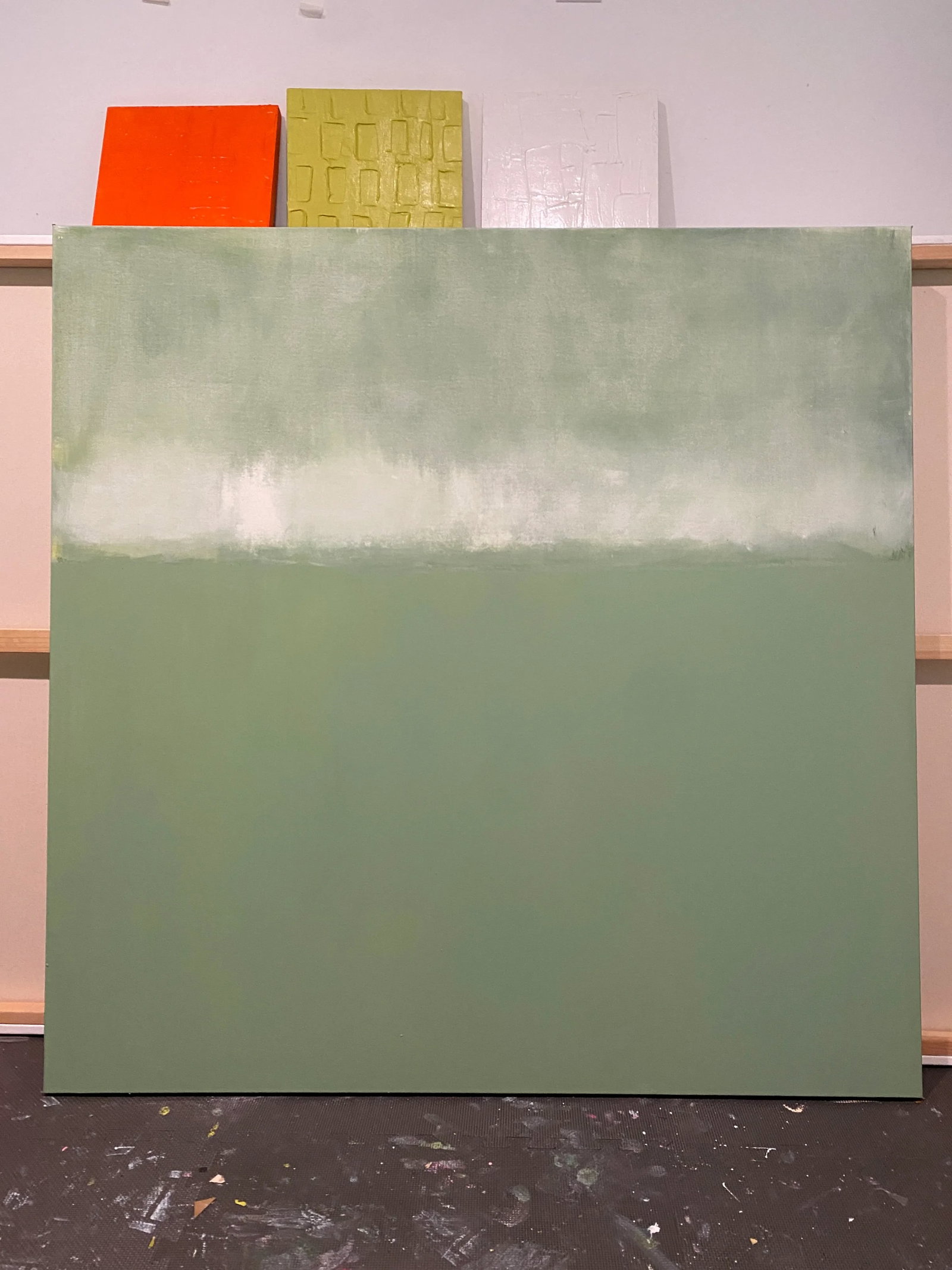 Sarah Trundle, Contemporary Abstract Landscape Painting, "Horizon in Greens" - 4