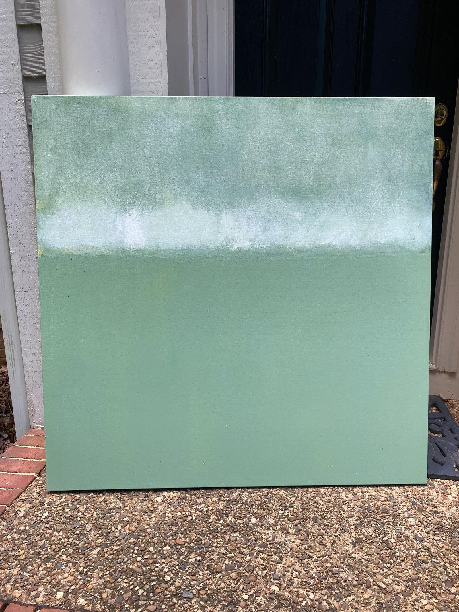 Sarah Trundle, Contemporary Abstract Landscape Painting, "Horizon in Greens" - 6