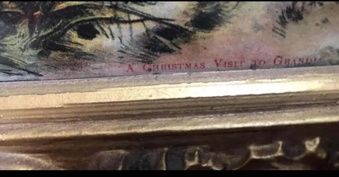 A Christmas Visit to Grandma Framed Electro Gravure Print 1905 McLoughlin - 5