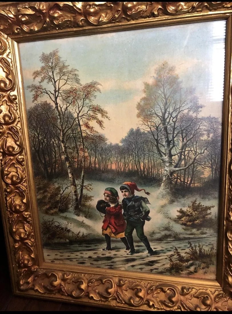 A Christmas Visit to Grandma Framed Electro Gravure Print 1905 McLoughlin - 7