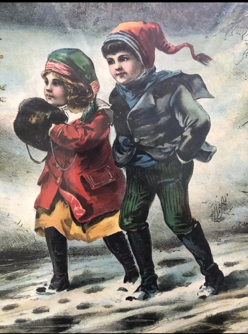 A Christmas Visit to Grandma Framed Electro Gravure Print 1905 McLoughlin - 8