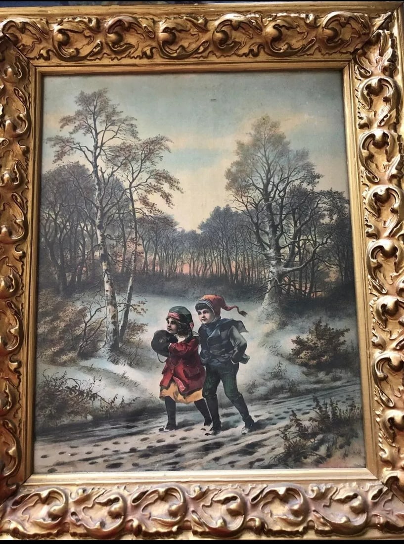 A Christmas Visit to Grandma Framed Electro Gravure Print 1905 McLoughlin - 9