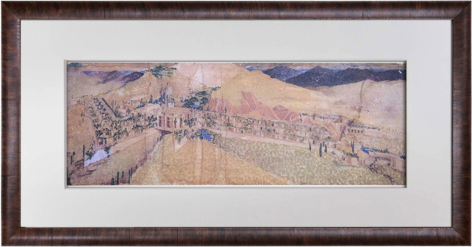 Frank Lloyd Wright Lithograph Limited Ed. Winter Resort Chandler, Az W/Frame: Limited Edition Frank Lloyd Wright Lithograph. Project: San Marcos-in-the-Desert Winter Resort for Dr. Alexander Chandler, Chandler, Arizona, 1927. Plate Size : 46.2 x 16.6cm. It is a numbered Limited