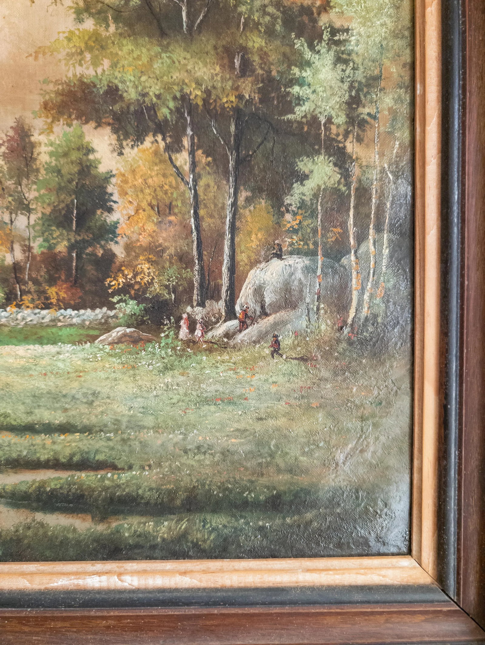 19th Century English or American Rustic Landscape Oil Painting With Cows - 9