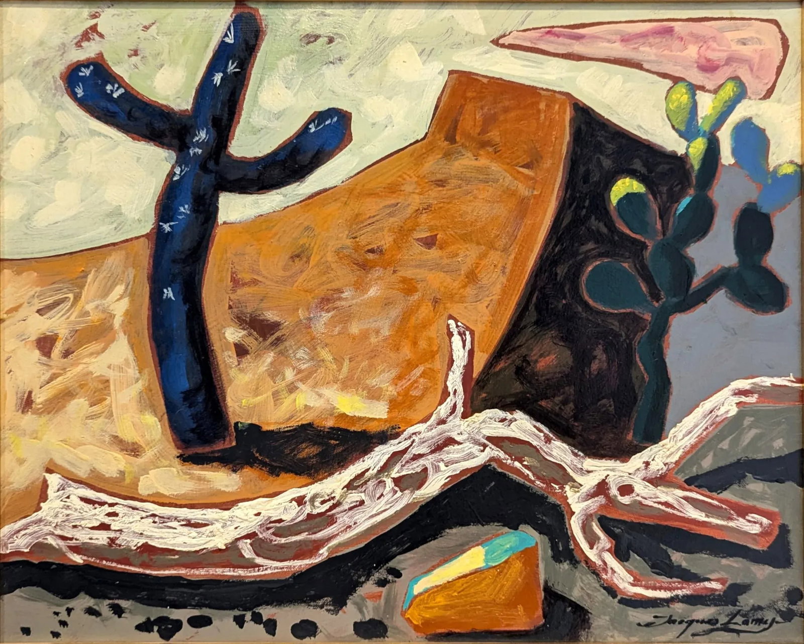 Bright Desert Landscape Titled "Desert Story" by Jacques Lamy - 2