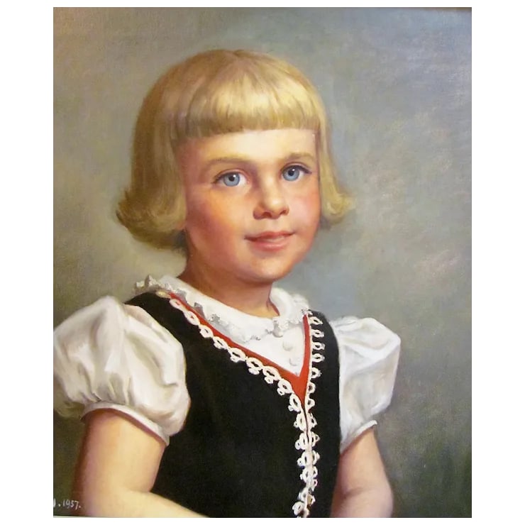 Pair of Vintage American Oil on Canvas Paintings Louise Altson Dated 1950's - 12