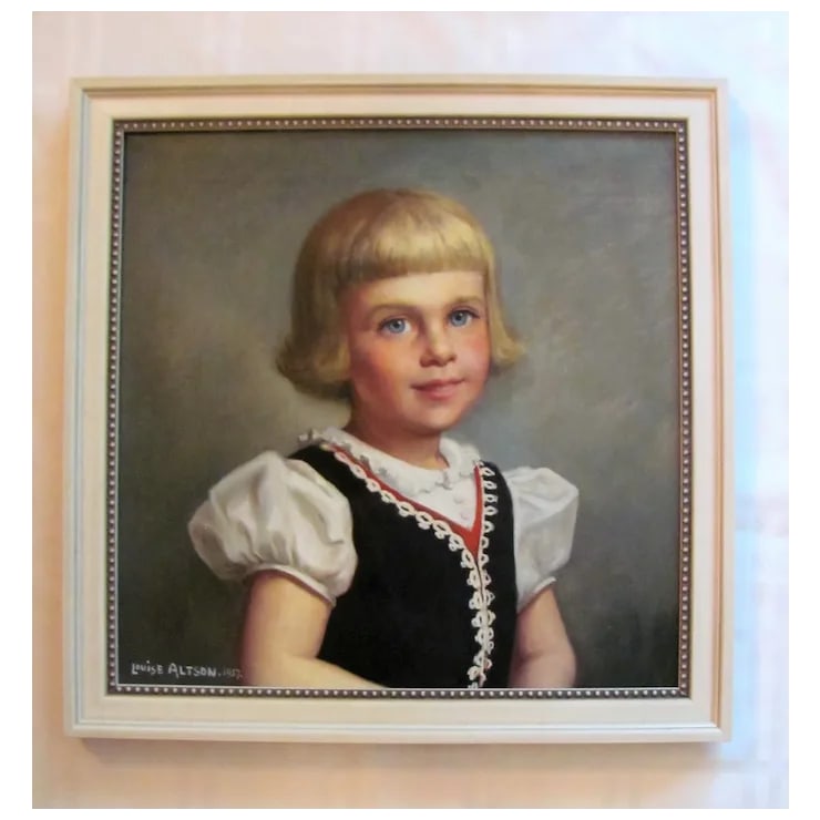 Pair of Vintage American Oil on Canvas Paintings Louise Altson Dated 1950's - 5