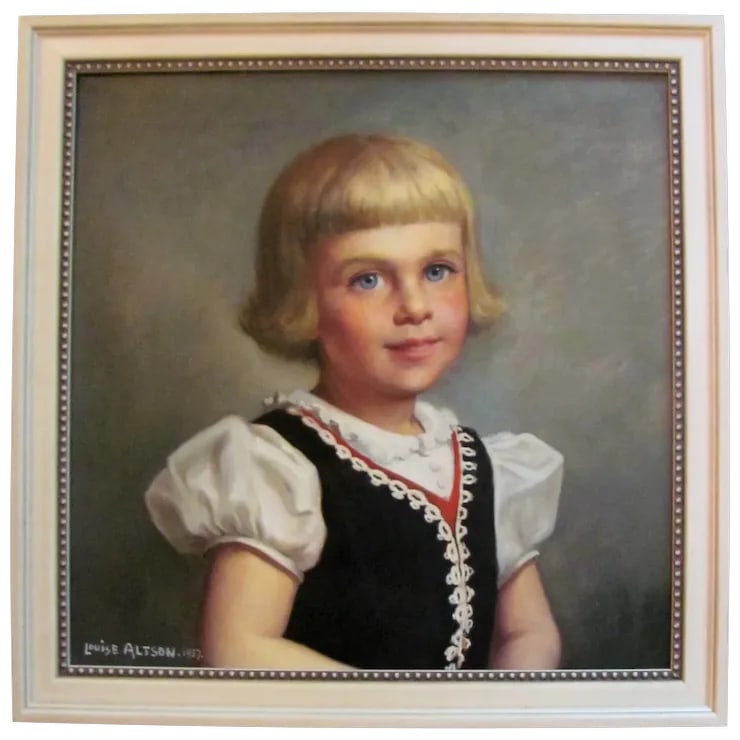 Pair of Vintage American Oil on Canvas Paintings Louise Altson Dated 1950's - 6
