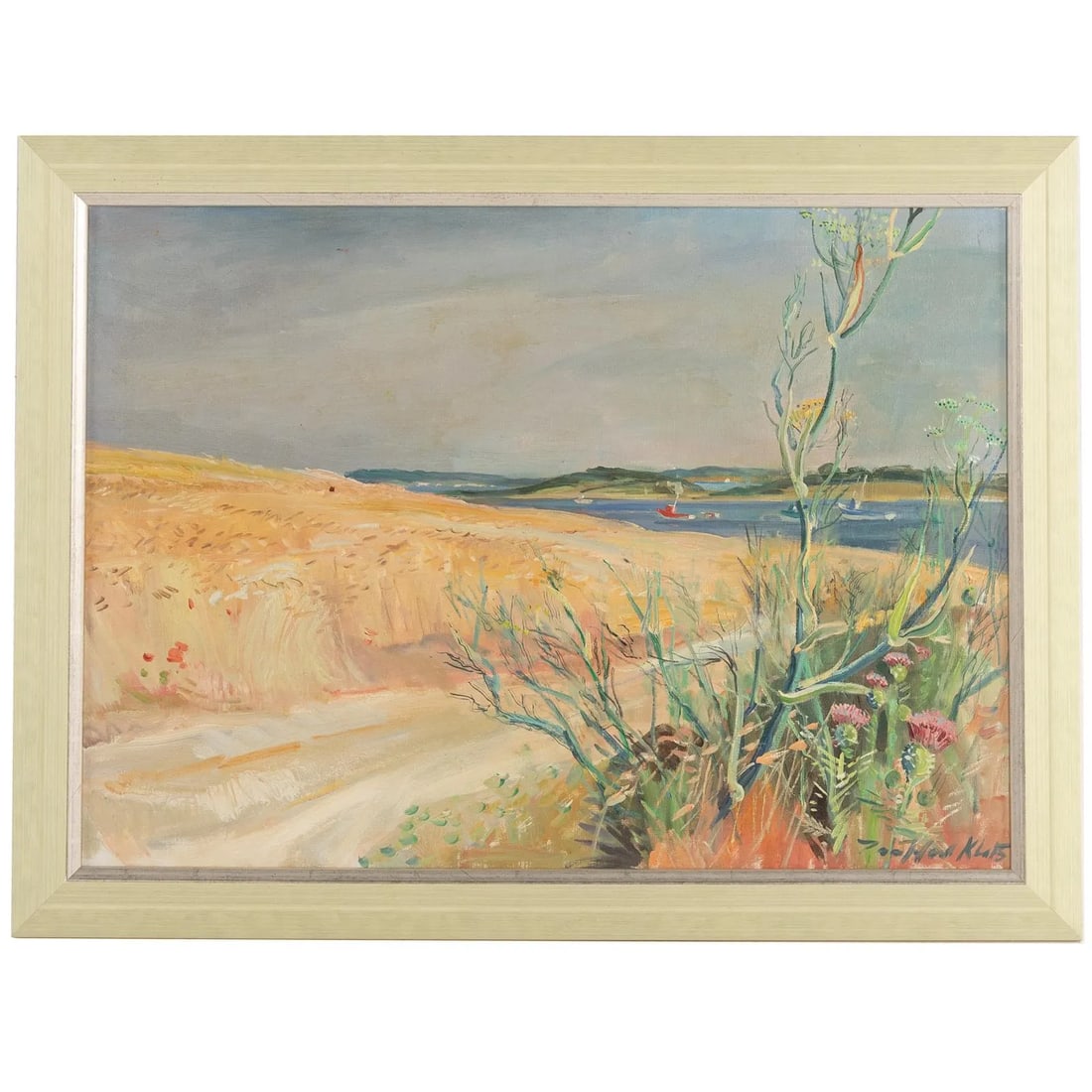 Original Signed T. Klots "A Tranquil Beach" Oil Painting - 2