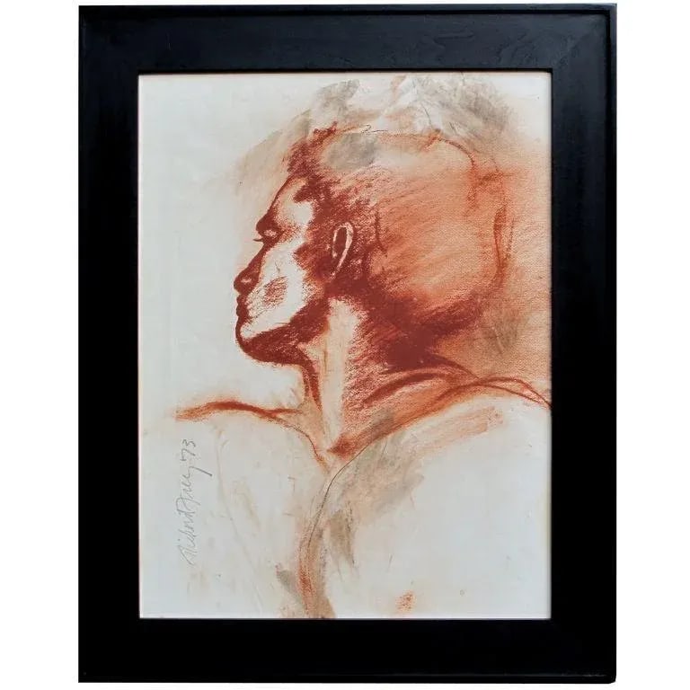 1970s Figurative Chalk Study Drawing by Richard Frey, Framed - 5