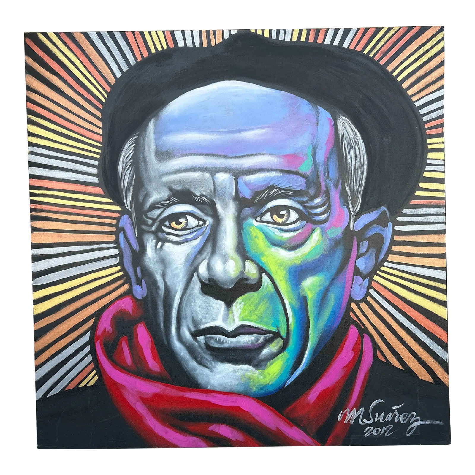 Artist Marcus Suarez Work of Art Signed and Dated: Original work of art by famed New York City and Miami Beach artist Marcus Suarez. Signed and dated. This work is part of a large series called "The Idols Collection", a series of 140 portrait