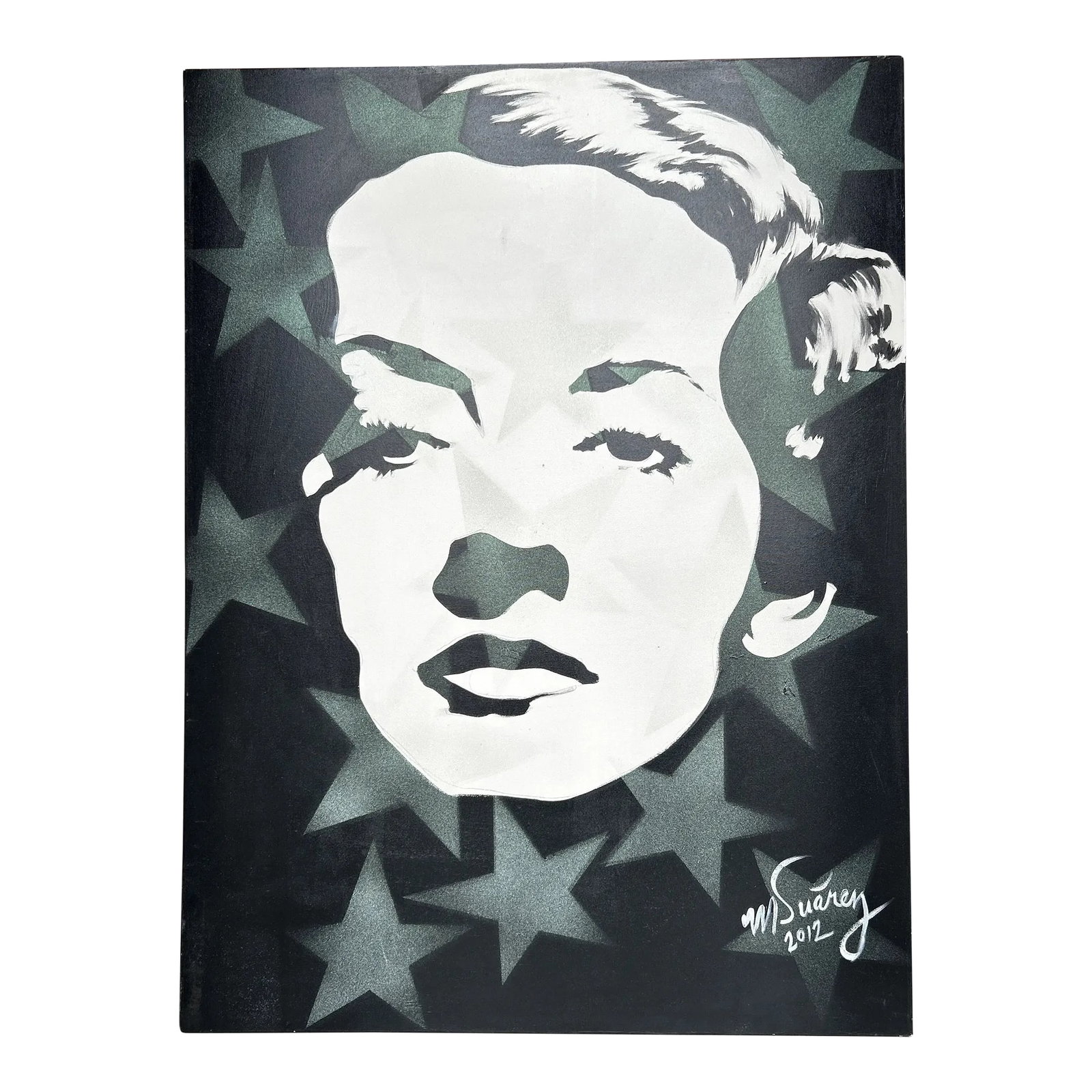 Artist Marcus Suarez Work of Art Signed and Dated: Original work of art by famed New York City and Miami Beach artist Marcus Suarez, signed and dated. This work is part of a large series called "The Idols Collection", a series of 140 portrait