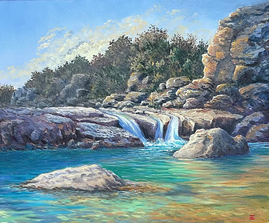 Outside Tarpley" Acrylic Landscape Painting 20"x16 - 3