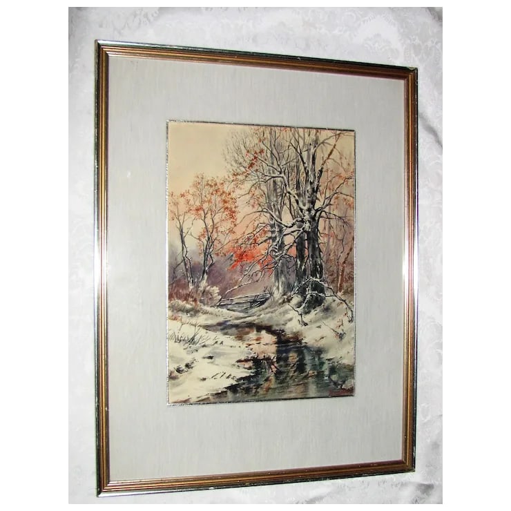 Original Watercolor Painting Warren Baumgartner 1894-1963 American - 5