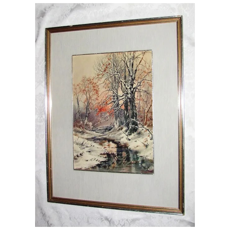 Original Watercolor Painting Warren Baumgartner 1894-1963 American - 7