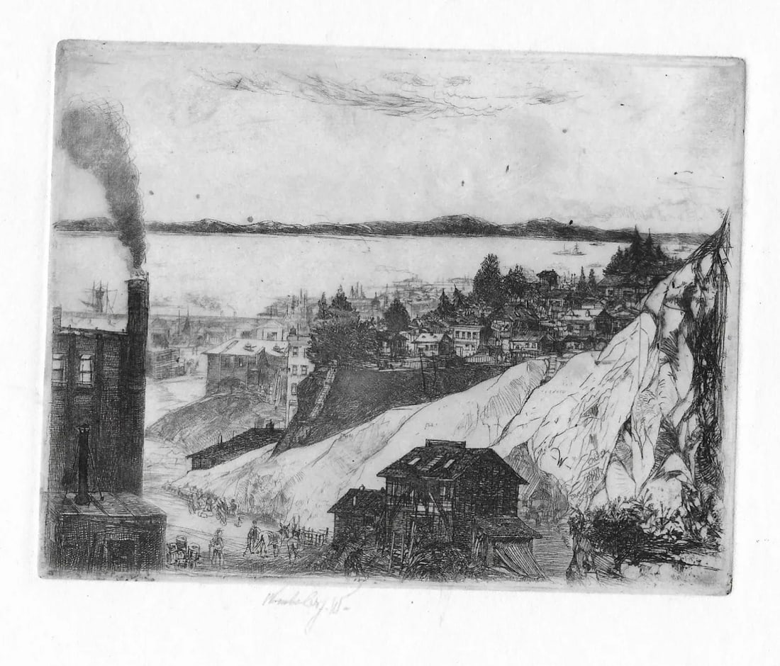 1915 John Winkler Quarry on Telegraph Hill Etching - 2