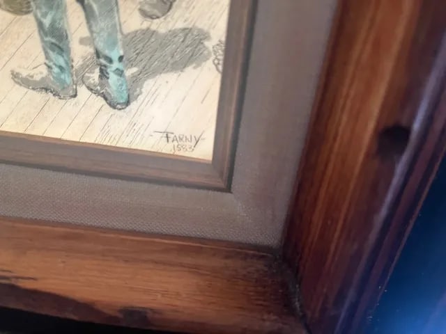 Henry Francois Farny - French Artist - Framed Etched Panel of San Francisco Pier 1883 - 3