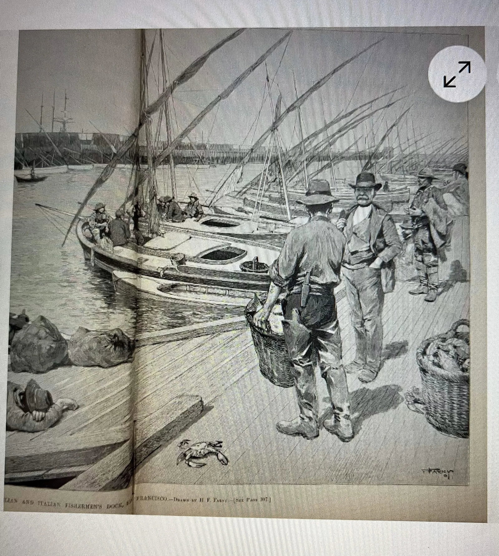 Henry Francois Farny - French Artist - Framed Etched Panel of San Francisco Pier 1883 - 9