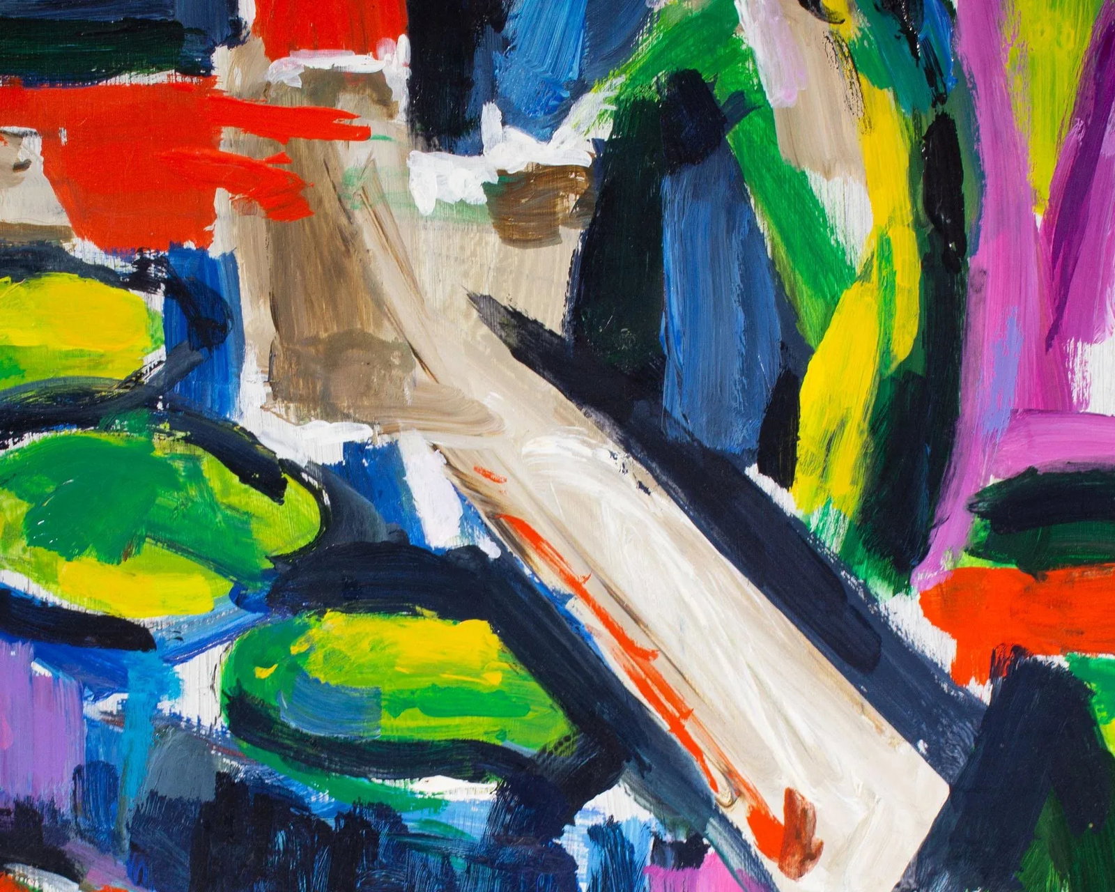1988 "Bridge and Garden" Acrylic on Board Abstract Painting by Gwen Doppler - 10