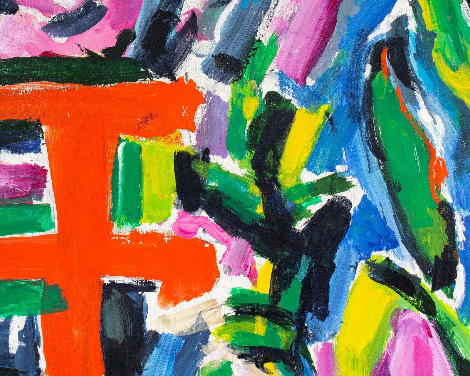 1988 "Bridge and Garden" Acrylic on Board Abstract Painting by Gwen Doppler - 4