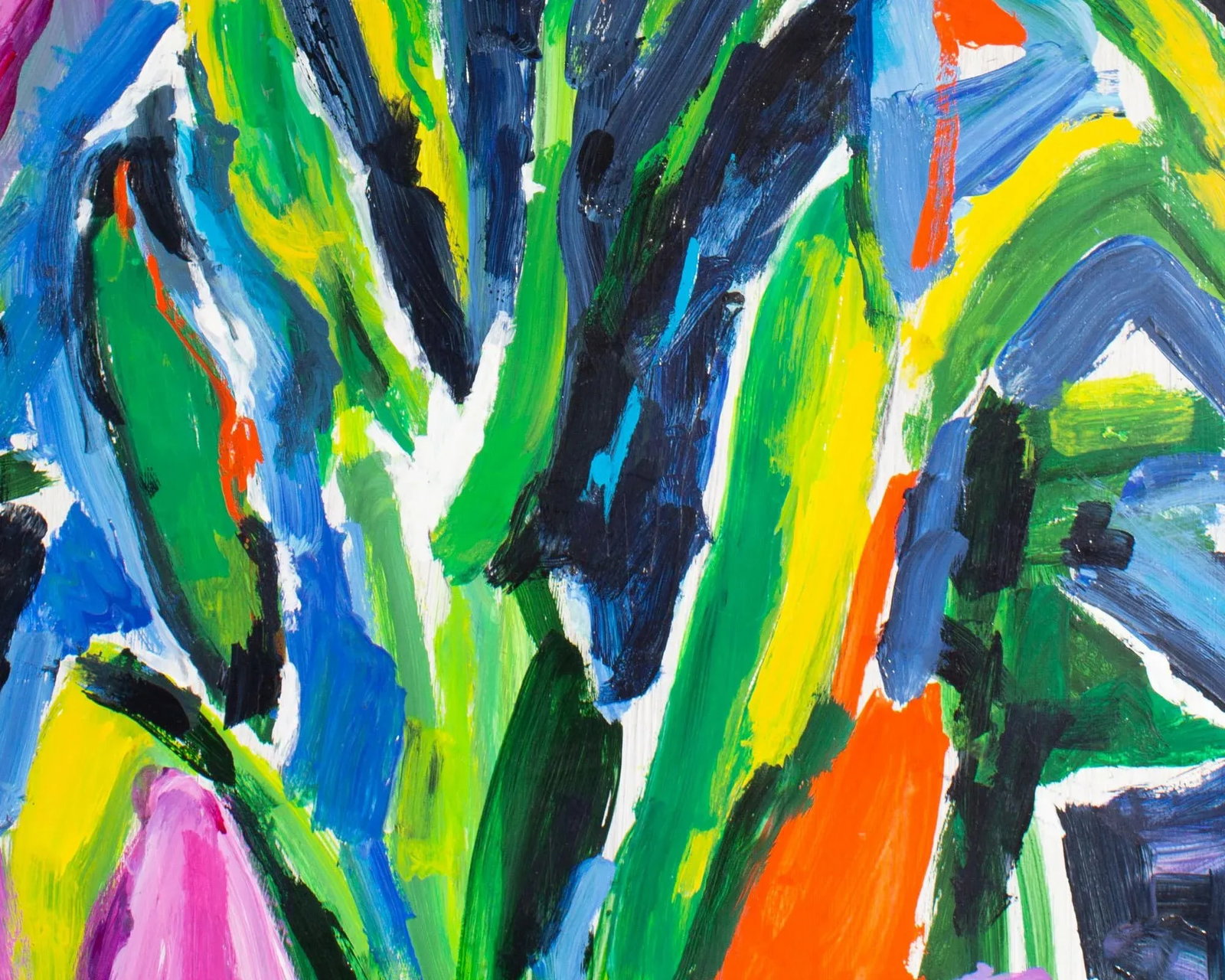1988 "Bridge and Garden" Acrylic on Board Abstract Painting by Gwen Doppler - 5