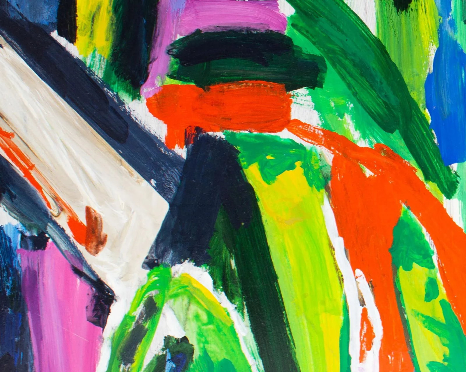 1988 "Bridge and Garden" Acrylic on Board Abstract Painting by Gwen Doppler - 8