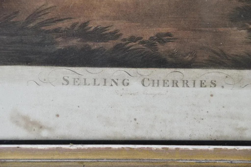 Early 19th Century Hand Colored Engraving Titled "Selling Cherries" After George Morland, Framed - 5