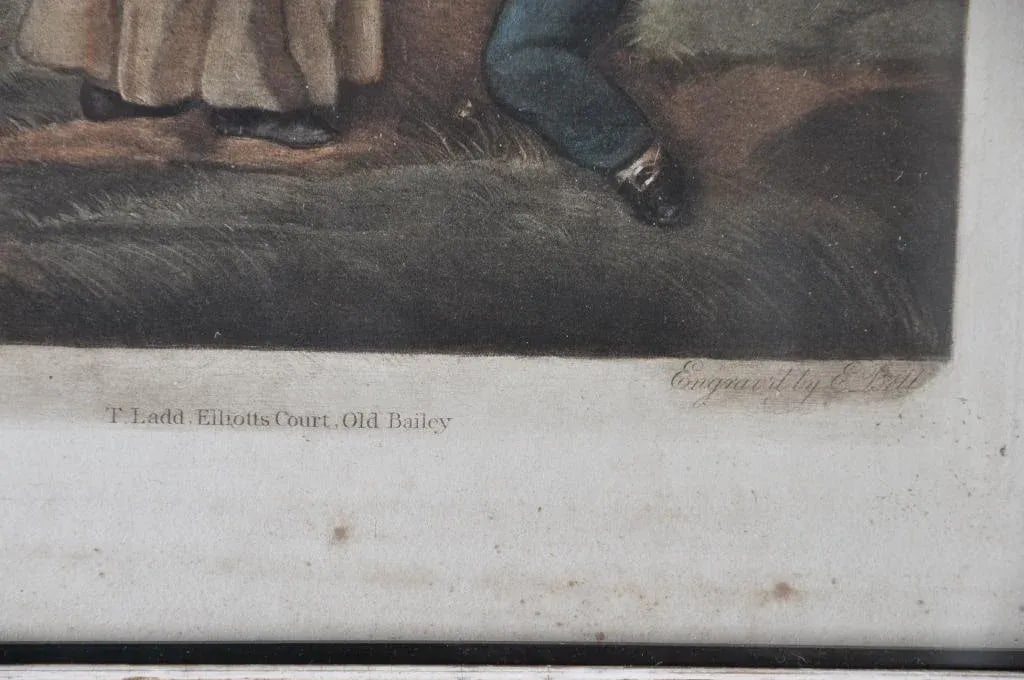 Early 19th Century Hand Colored Engraving Titled "Selling Cherries" After George Morland, Framed - 6