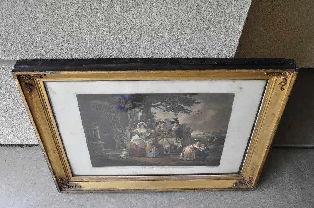 Early 19th Century Hand Colored Engraving Titled "Selling Cherries" After George Morland, Framed - 7