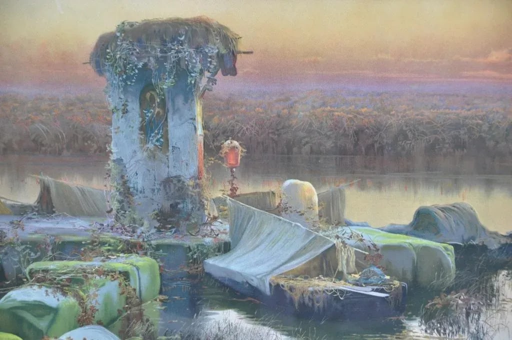 Vintage Framed Chromolithograph "Lagunas Pontinas" After Enrique Serra Y Auque - 4