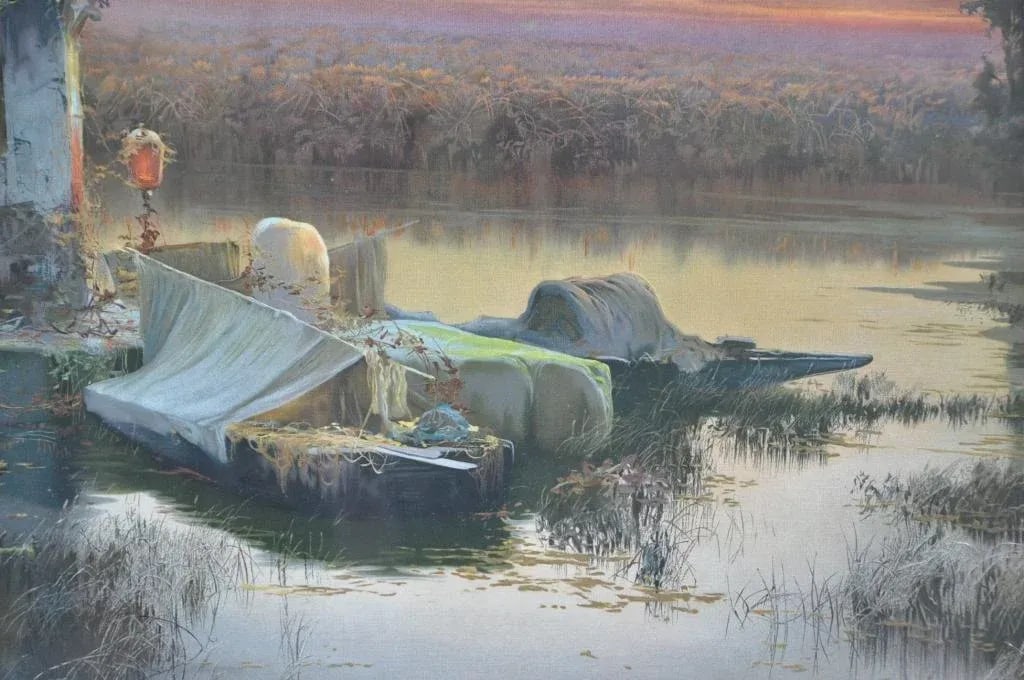 Vintage Framed Chromolithograph "Lagunas Pontinas" After Enrique Serra Y Auque - 6