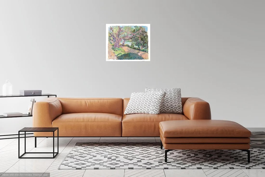 Trees by the River Seine in France. Oil Painting by Listed French Artist - 2