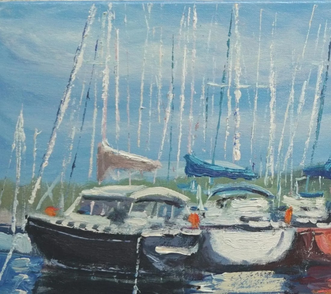 Sean Wu, Original Oil Painting of Sail Harbor - 2