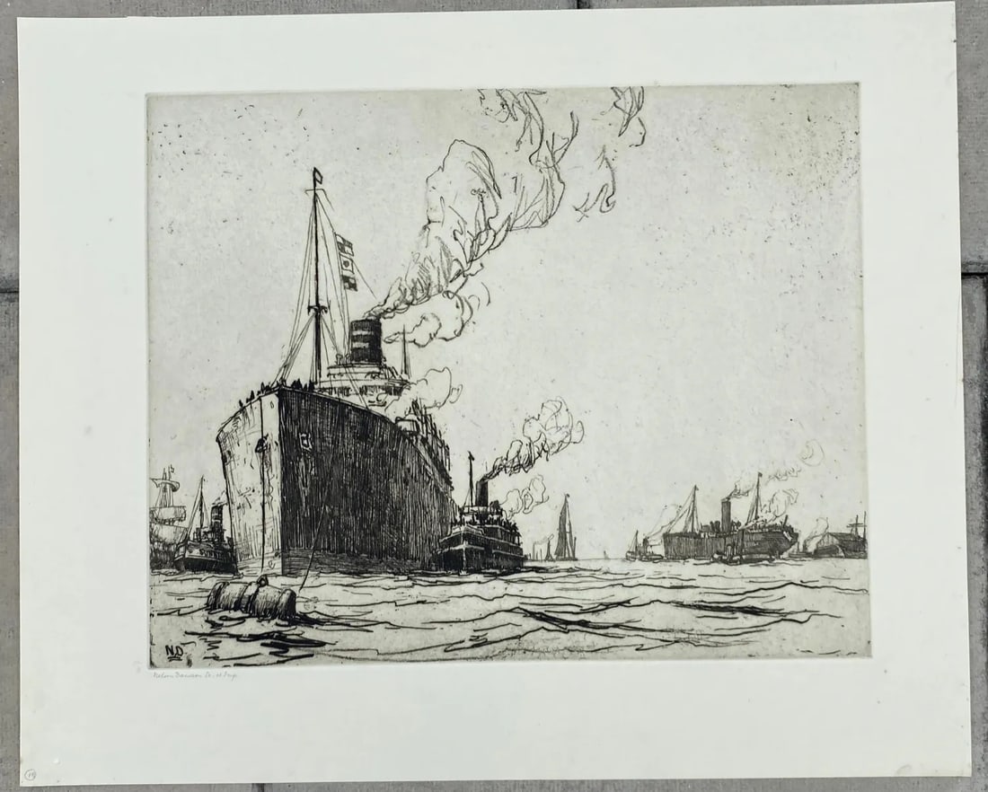 Nelson Dawson Nautical Antique Etching - 2