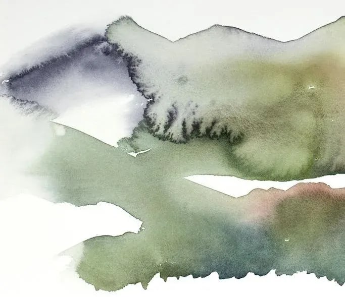 "Autumnal No. 23" Contemporary Original Abstract Mountain Landscape Watercolor Painting by Elizabeth - 2