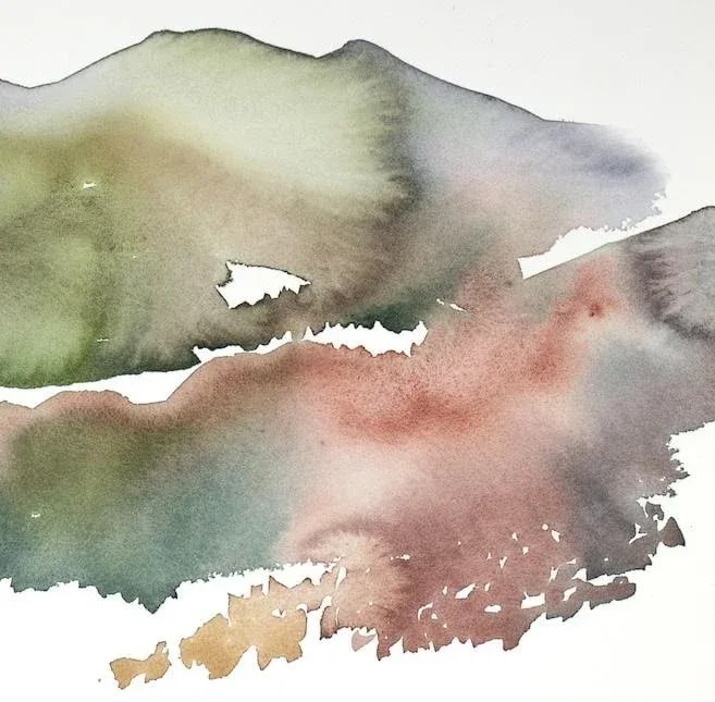 "Autumnal No. 23" Contemporary Original Abstract Mountain Landscape Watercolor Painting by Elizabeth - 3
